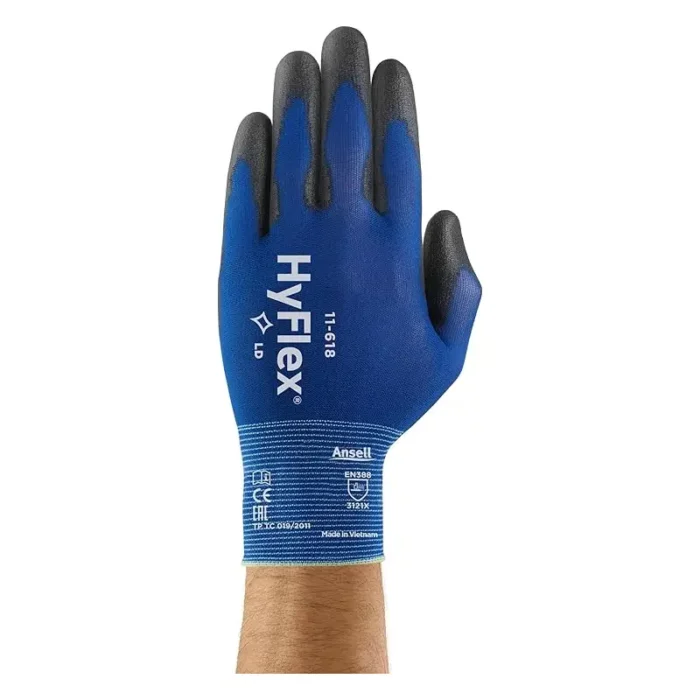 Ansell 11-618 HyFlex Ultra-Lightweight Work Gloves, PU Coated Palm - Size 6 - XS - 12 Pairs - Image 2