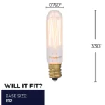 Bulbrite 132506 T6 Nostalgic Antique Incandescent Light Bulb, 25W, 2200K, E12 Candelabra Base - Image 3