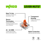 WAGO 221-412 Compact Splicing Connector, 2-Port Lever-Nut Wire Connector, 12 AWG - 221 Series - Image 4