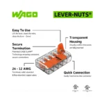 WAGO 221-415 Compact Splicing Connector, 5-Port Lever-Nut Wire Connector, 12 AWG - 221 Series - Image 4