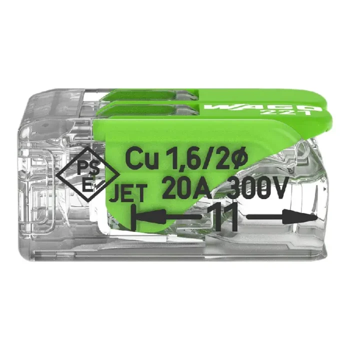 WAGO 221-422 Green Range Compact Splicing Connector - 221 Series 12 AWG Lever Connector - Image 2