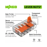 WAGO 221-615 Compact Splicing Connector, 5-Port Lever-Nut Wire Connector, 10 AWG - 221 Series - Image 4