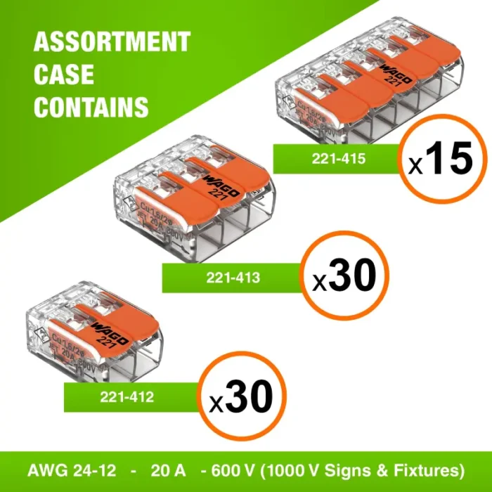 WAGO 221 Series 75pc Compact Splicing Wire Connectors Assortment - Image 2