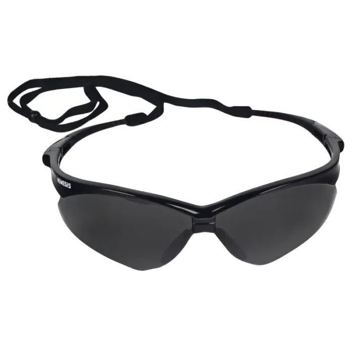 Kleenguard 22475 V30 Nemesis Safety Glasses, with Anti-Fog Coating, Smoke Lenses, Black Frame - 12 Pairs - Image 1