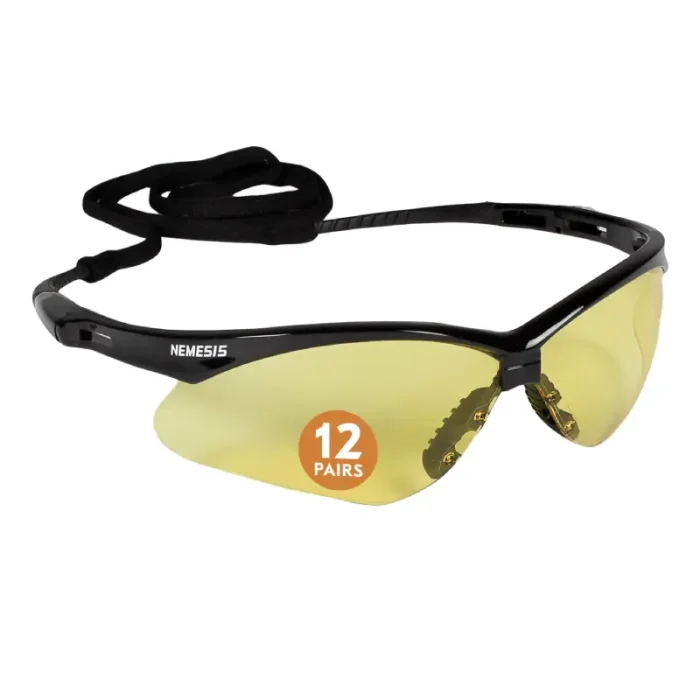 Kleenguard 25659 V30 Nemesis Safety Glasses, Amber Lenses with Black Frame  - 12 Pairs - Image 2