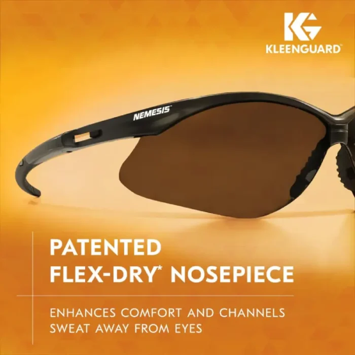 Kleenguard 25688 V30 Nemesis Safety Glasses, Smoke Mirror with Black Frame - 12 Pairs - Image 4
