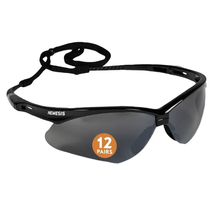 Kleenguard 25688 V30 Nemesis Safety Glasses, Smoke Mirror with Black Frame - 12 Pairs - Image 2