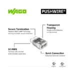 WAGO 2773-402 Compact Pushwire Connector, 2-Port Push-In Wire Connector, 12 AWG - 2773 Series - Image 4