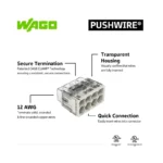 WAGO 2773-408 Compact Pushwire Connector, 8-Port Push-In Wire Connector, 12 AWG - 2773 Series - Image 4