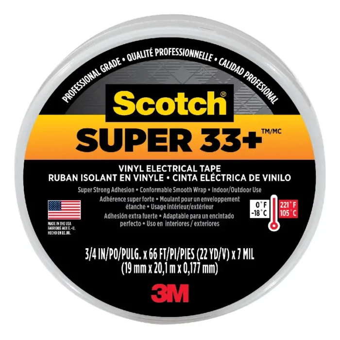3M 6132 Super 33+ Vinyl Electrical Tape, Black, 0.75 in x 66 ft - Image 1