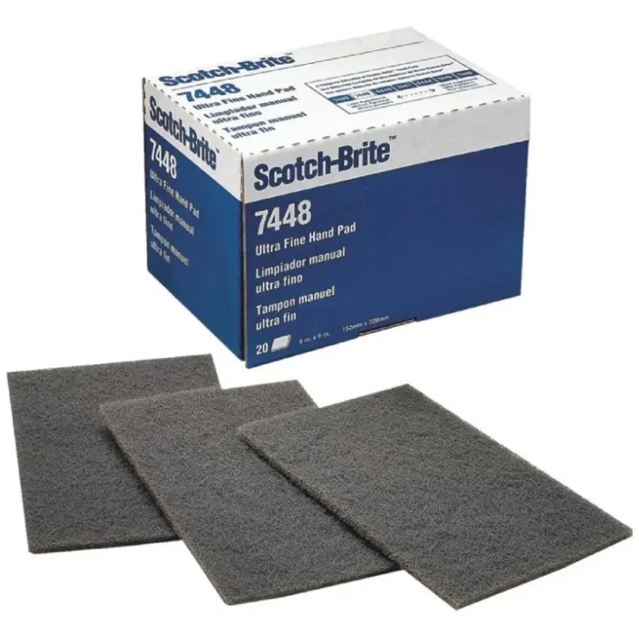3M 7448 Hand Pad Ultra Fine, Grey, 6" x 9"- 20 Pack - Image 1