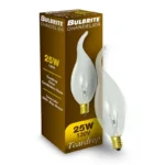 Bulbrite 414025 CA11 Clear Incandescent Teardrop Light Bulb, 25W, 2700K, E12 Candelabra Base - Image 2