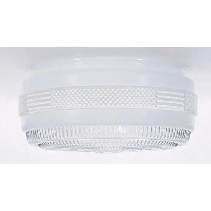 Satco 50-105 - Outside White Drum Glass Shade With Clear Sides And Bottom; Diameter 6-1/2 inch; Fitter 5-7/8 inch; Height 3-1/2 inch - Image 1