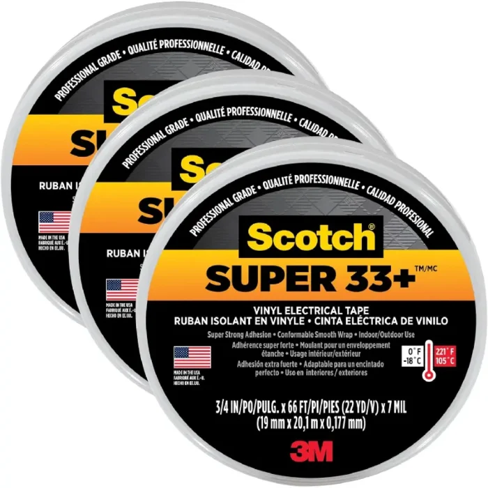 3M 6132 Super 33+ Vinyl Electrical Tape, Black, 0.75 in x 66 ft - Image 2
