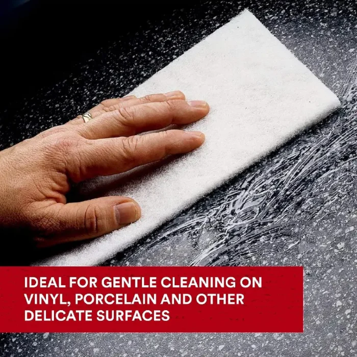 3M 7445 Light Cleansing Hand Pad - Super Fine, White, 6" x 9" - 20 Pack - Image 3