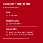 3M 7448 Hand Pad Ultra Fine, Grey, 6" x 9"- 20 Pack - Image 4