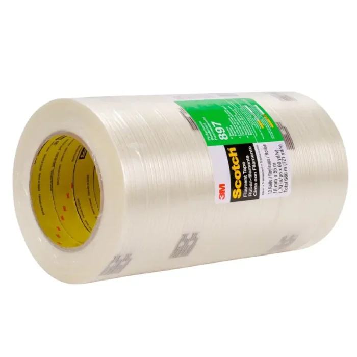 3M 897-18X55 Filament Tape, 897, clear, 0.70" x 60.14 yd - Image 3