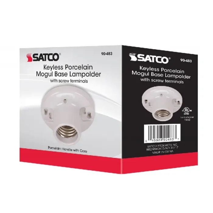 Satco 90-483 Keyless Porcelain Mogul Base Lamp Holder - Image 1