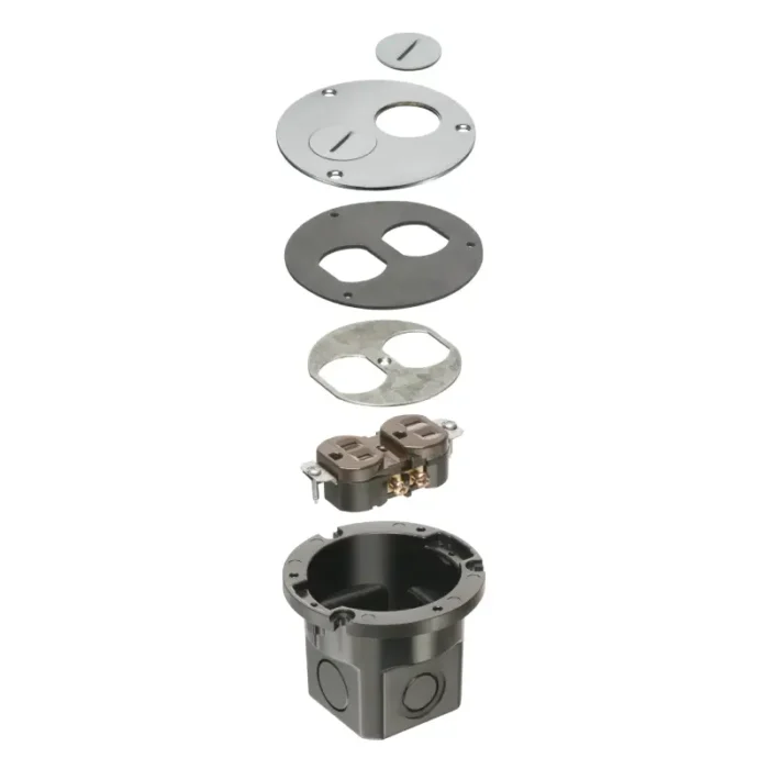 Arlington FLB3520NL Round Cut-In Box with Nickel Cover with Threaded Plugs - Image 1