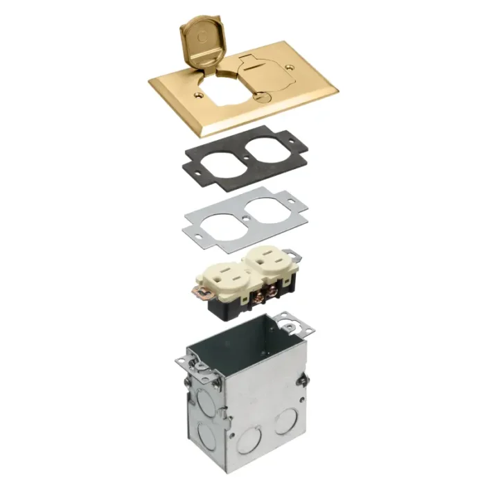 Arlington FLB5331MB Floor Box Kit with Steel Box and Metal Cover - Brass - Image 1