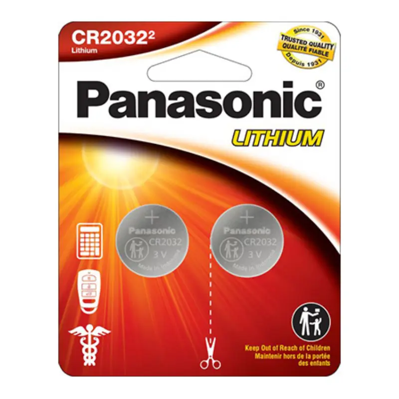 CR2032PA2BL Panasonic CR2032 3V Lithium Coin Battery - 2 Pack - Image 1