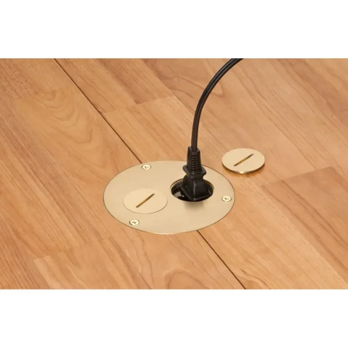 Arlington FLB3520MB Round Cut-In Box with Brass Cover with Threaded Plugs - Image 3
