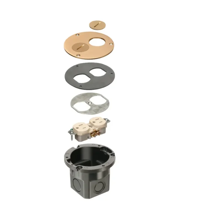 Arlington FLB3520MB Round Cut-In Box with Brass Cover with Threaded Plugs - Image 4