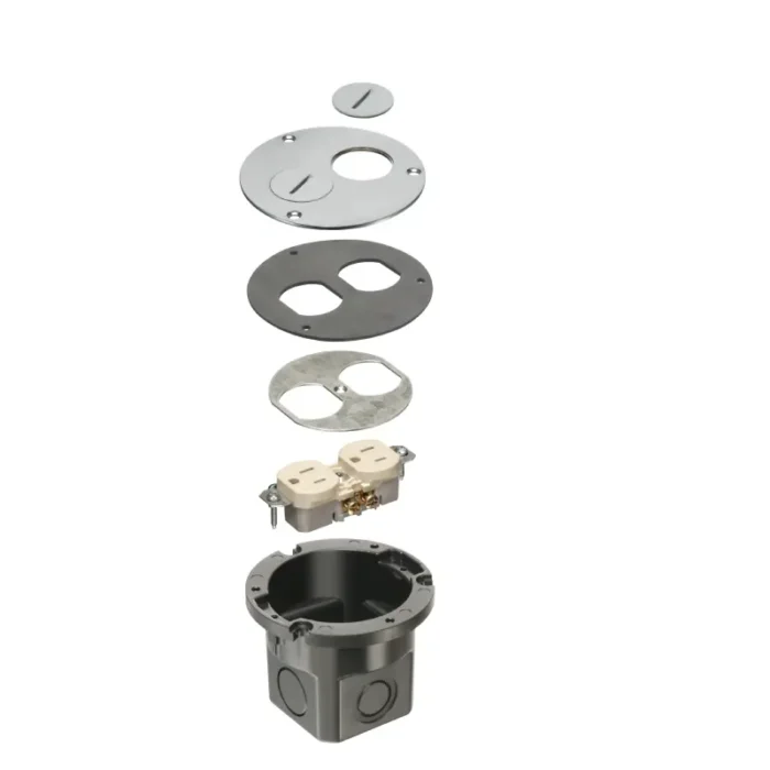 Arlington FLB3520NL Round Cut-In Box with Nickel Cover with Threaded Plugs - Image 2