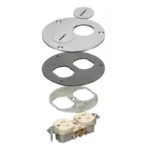 Arlington FLB3520NLTK Round Metal Cover with Threaded Plugs, Gaskets, Receptacle - Nickel - Image 2