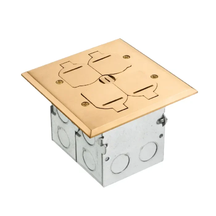 Arlington FLB5552MB Combo Floor Box Kit with Installed Low Voltage Divider - Brass - Image 2