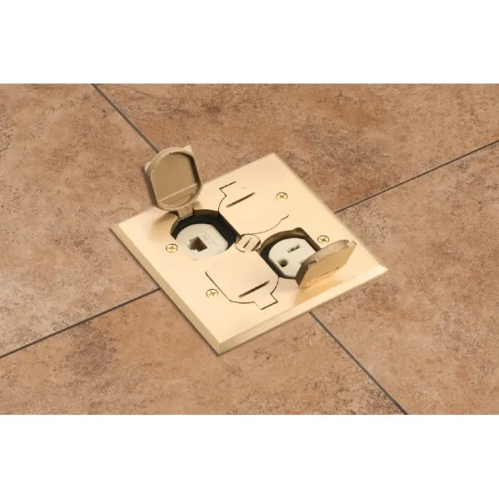 Arlington FLB5552MB Combo Floor Box Kit with Installed Low Voltage Divider - Brass - Image 4