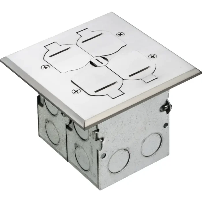 Arlington FLB5552NL Combo Floor Box Kit with Installed Low Voltage Divider - Nickel - Image 2