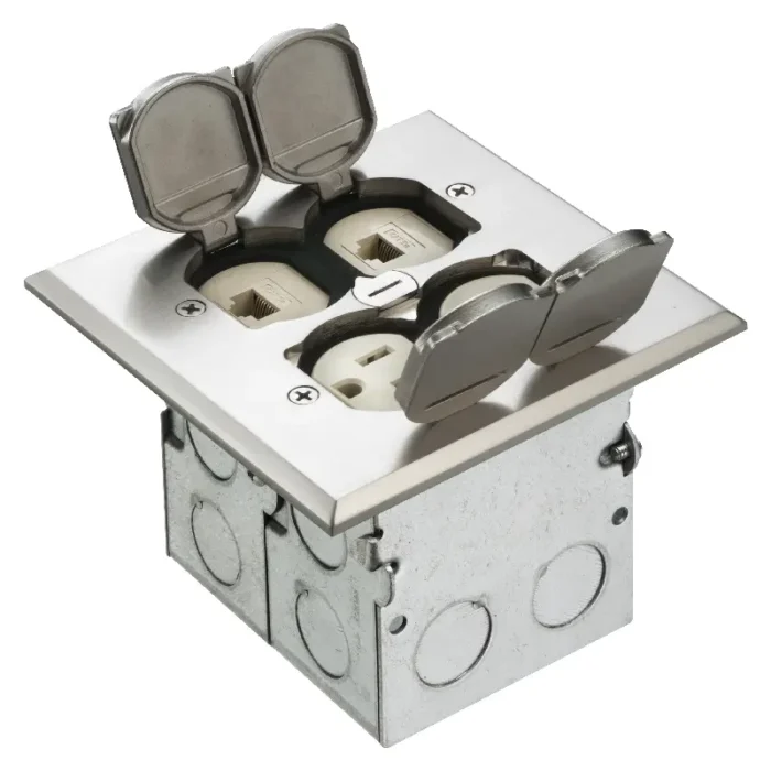 Arlington FLB5552NL Combo Floor Box Kit with Installed Low Voltage Divider - Nickel - Image 3