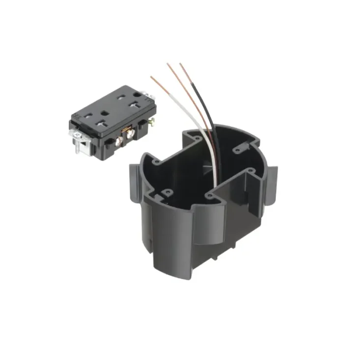Arlington FLBR5420MBGC TWO low Voltage Openings with Built-in divider In Box Floor Box Kit With Grounding Clip, Brass - Image 5