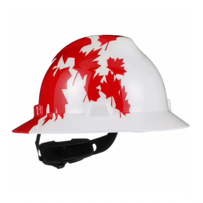 MSA 10082234 Canadian Freedom Series V-Gard Slotted Protective Cap, White w/Red Maple Leaf - Image 1