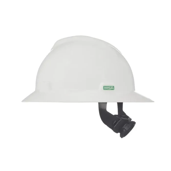 MSA 475369 V-Gard Slotted Full-Brim Hat, White, w/Fas-Trac III Suspension - Image 1