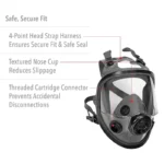 Honeywell North 54001 Full Facepiece Respirator with Dual Cartridge Connectors - Medium/Large - Image 2