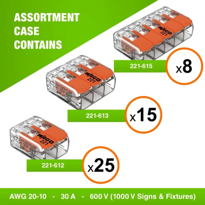 WAGO 221 Series 48pc 10 AWG Compact Splicing Wire Connectors Assortment - Image 2