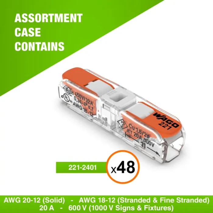 WAGO 221-2401 48pc Inline Compact Splicing Wire Connectors Assortment - Image 2