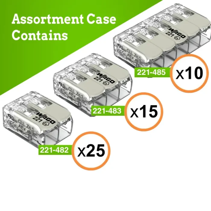 WAGO 221 Ex Series 50pc 12AWG Compact Splicing Wire Connectors Assortment - Image 2