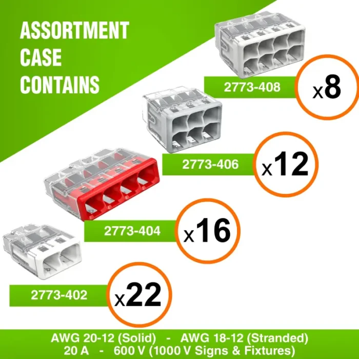 WAGO 2773 Series 58pc Push In Compact Splicing Wire Connectors Assortment - Image 2