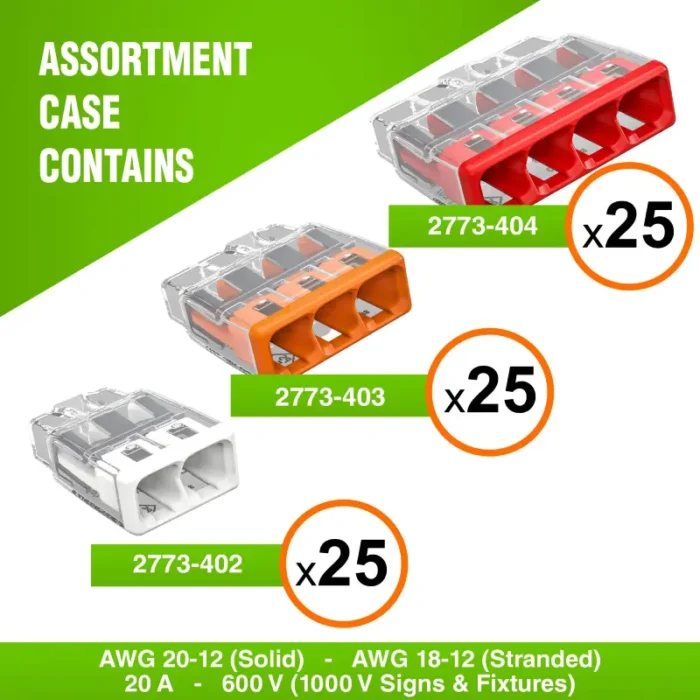 WAGO 2773 Series 75pc Push In Compact Splicing Wire Connectors Assortment - Image 2