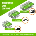 WAGO 221 Series Green Range 80pc Compact Splicing Wire Connectors Assortment - Image 2
