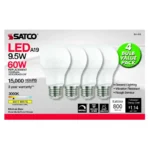 Satco S11415 9.5 Watt A19 LED; 3000K; Dimmable; Medium base; 230 deg. Beam Angle; 4-pack - Image 3
