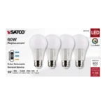 Satco S11775 9W 3-CCT Selectable LED A19 Lamp, E26 Base - 4 Pack - Image 3