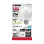 Satco S12420 8.2 Watt LED A19; Soft White; Medium Base; 3000K; 90 CRI; 120 Volt