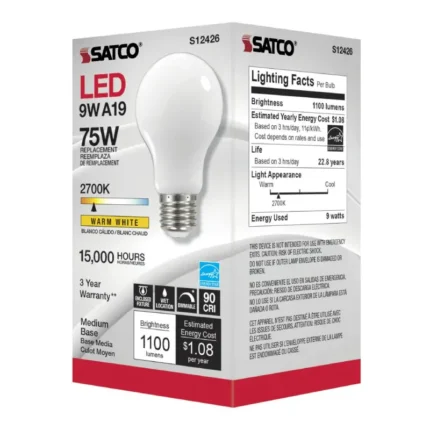 Satco S12426 - 11 Watt LED A19; Soft White; Medium Base; 2700K; 90 CRI; 120 Volt