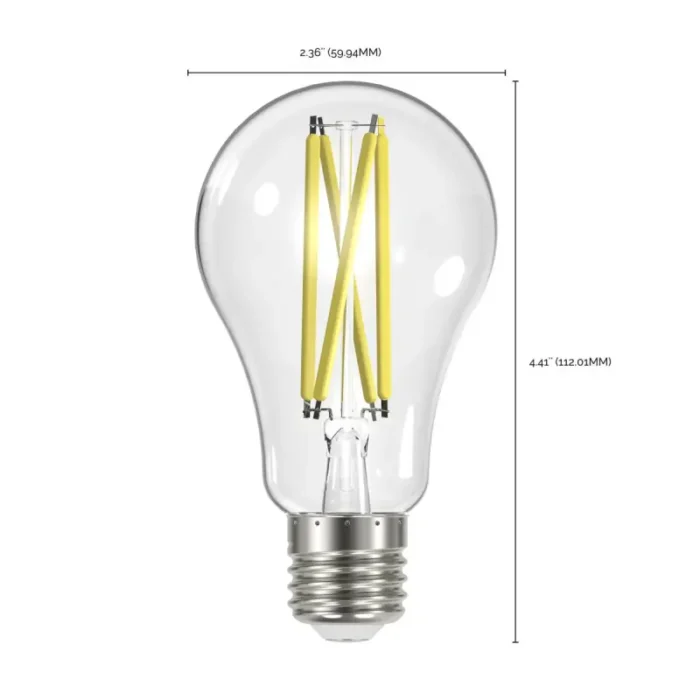 Satco S12443 12.5 Watt A19 LED; 100 Watt Replacement; Clear; Medium base; 3000K; 120 Volt; 4-Pack - Image 4