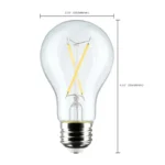 Satco S12460 5W LED A19 Filament Lamp - 40W Equiv - 2700K - Clear - E26 - 4-Pack - Image 3