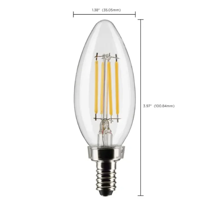 Satco S21264 4 Watt B11 LED; Clear; Candelabra base; 90 CRI; 2700K; 120 Volt - Image 5